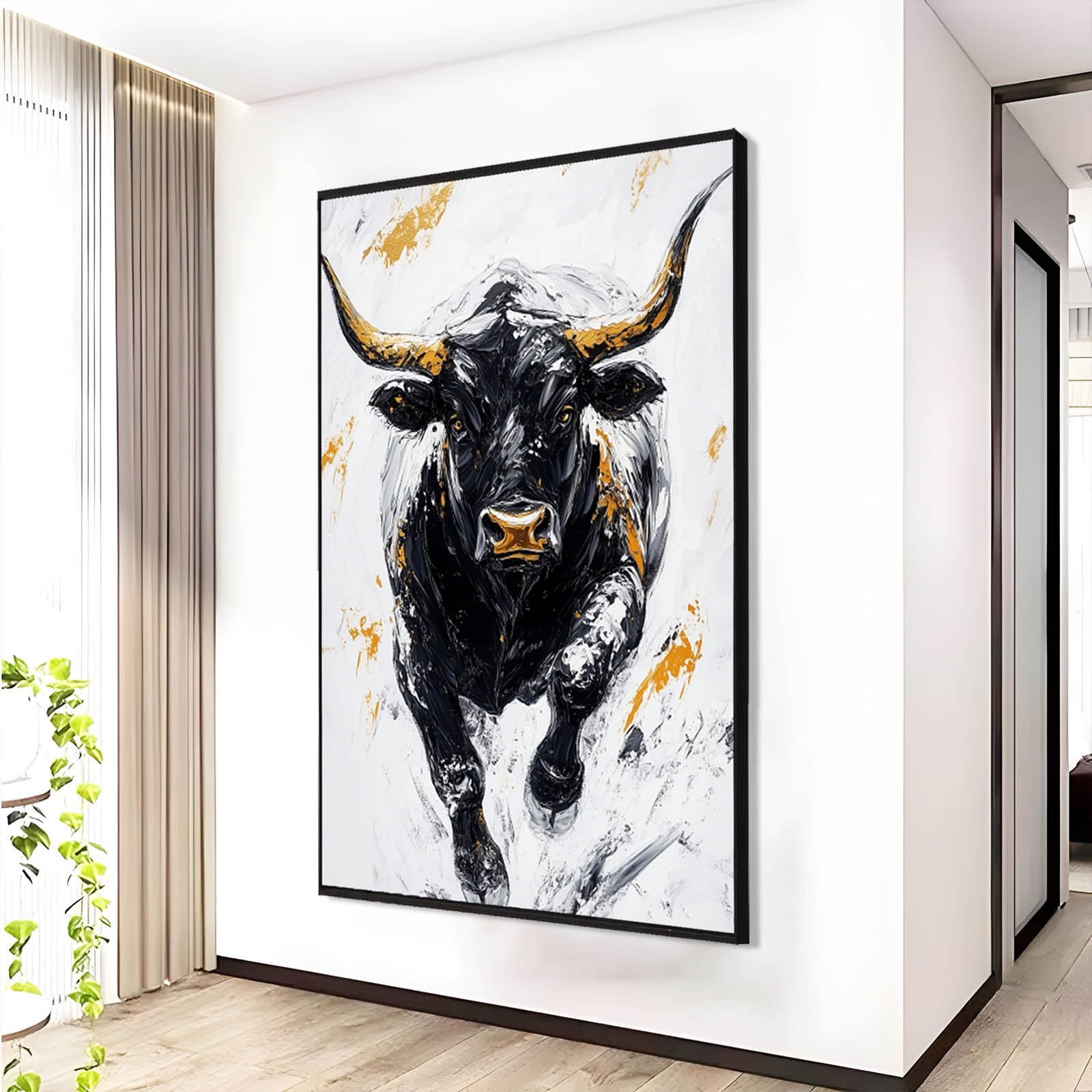 Amazon.com: Bull Canvas Wall Art, Bull Wall Decor, Bull Canvas